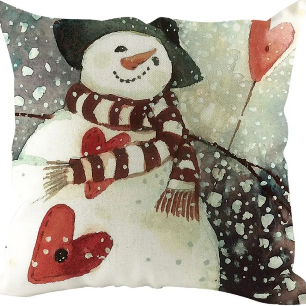 Pillow Cover- NEW- Christmas Snowman Love